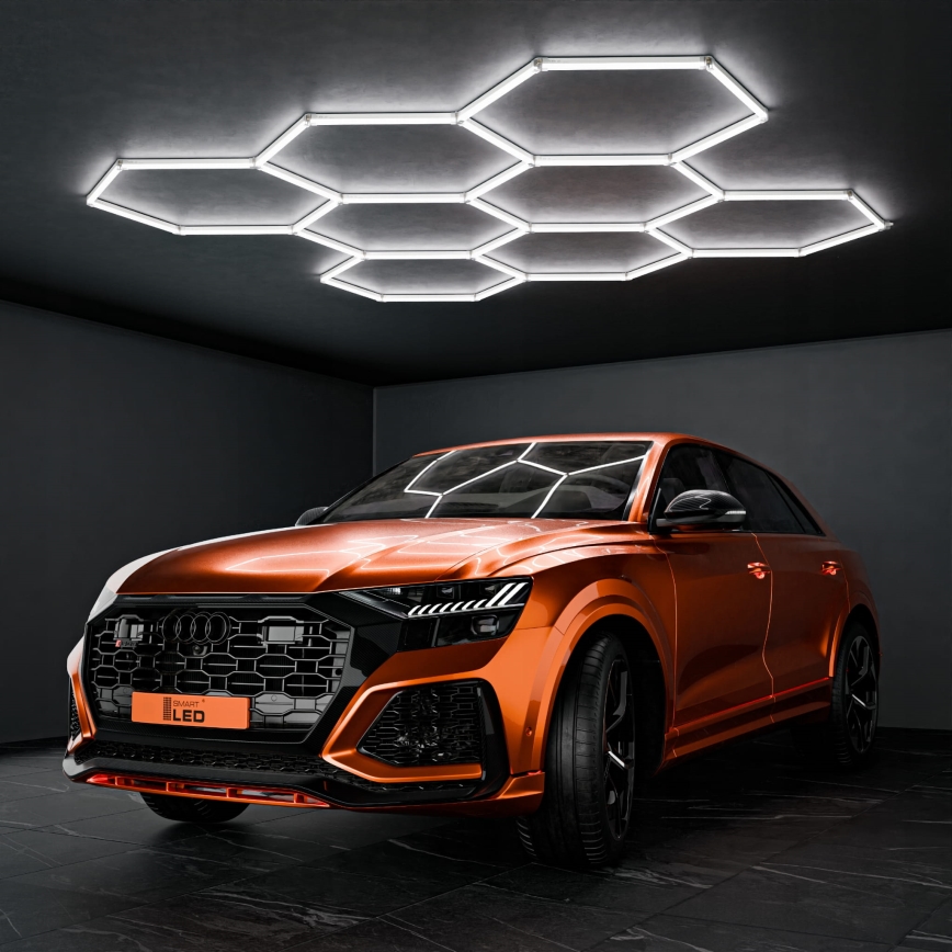 LED-plafondlamp HEXAGON LED/280W/85-265V 6500K 313x298 cm CRI 90 IP54 wit