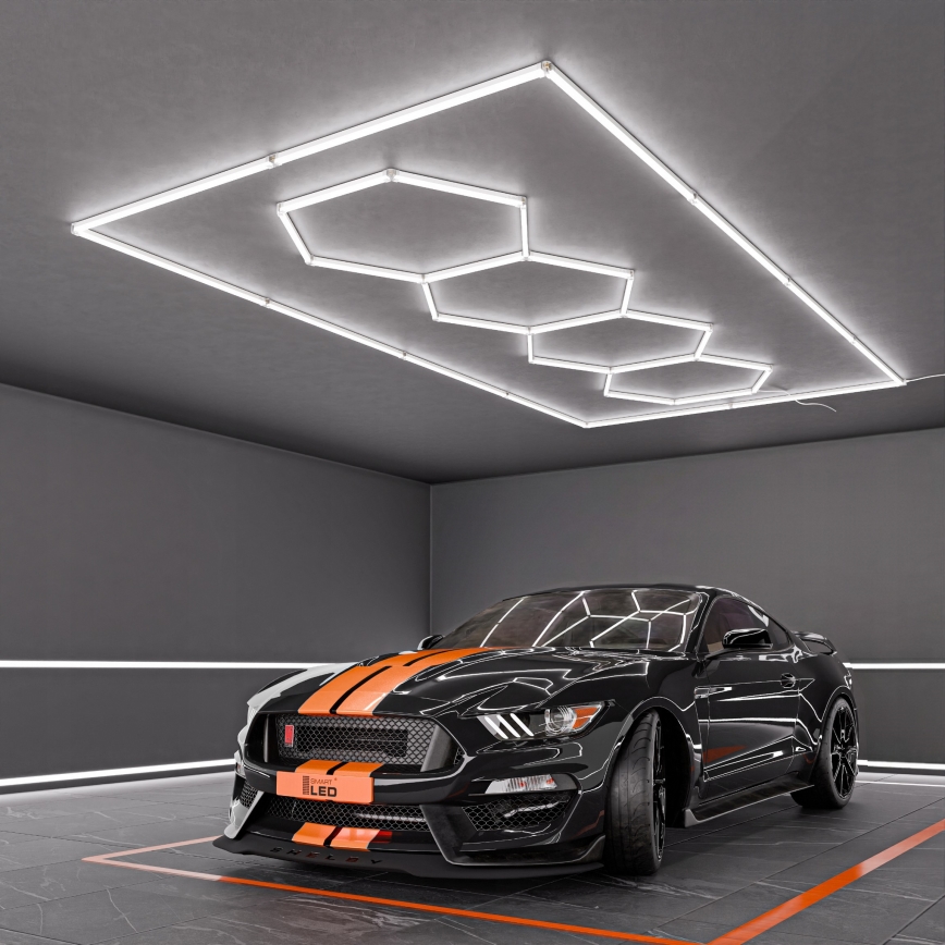 LED plafondlamp HEXAGON LED/384W/85-265V 6500K 484x243 cm CRI 90 IP54 wit