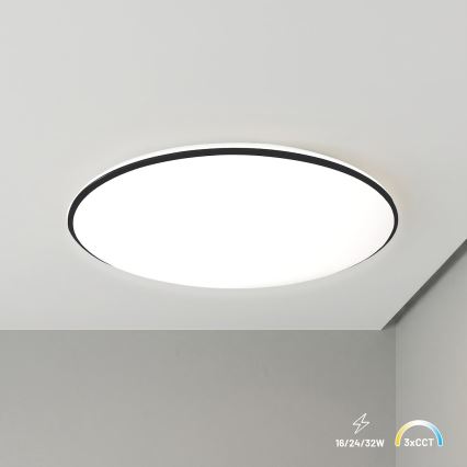 LED-plafondlamp HUGO LED/16/24/32W/230V 3000/4000/6500K Ø 37 cm IP54 zwart