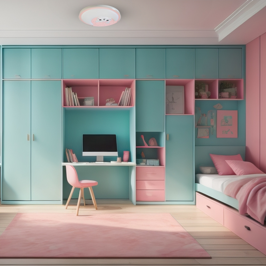 LED Plafondlamp kinderkamer MOONCAT LED/34W/230V roze