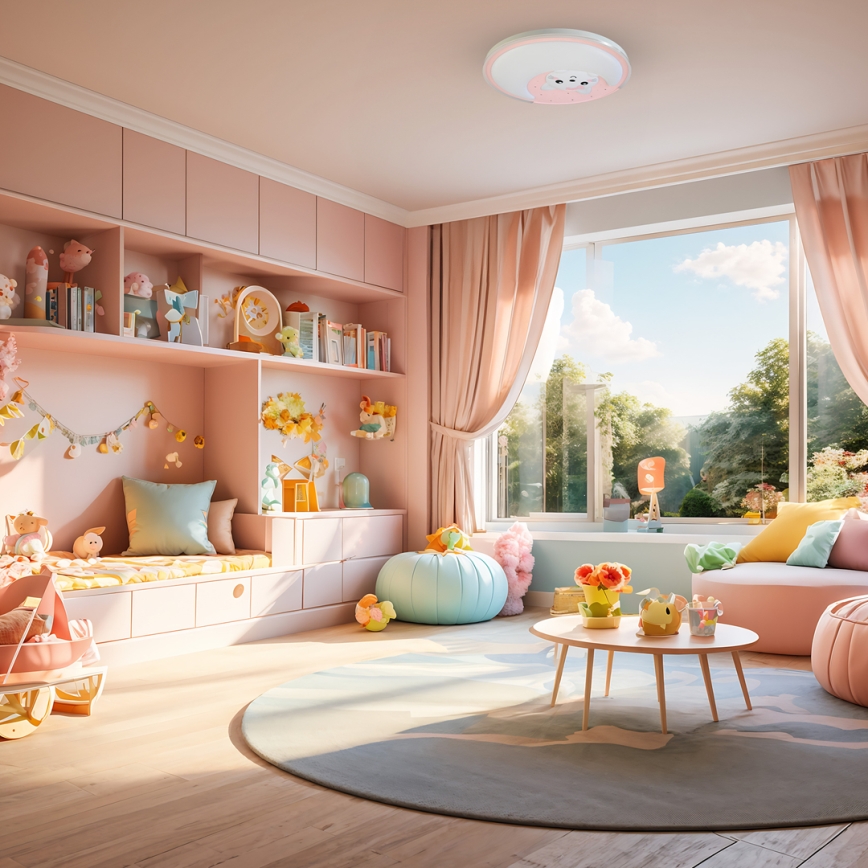LED Plafondlamp kinderkamer MOONCAT LED/34W/230V roze