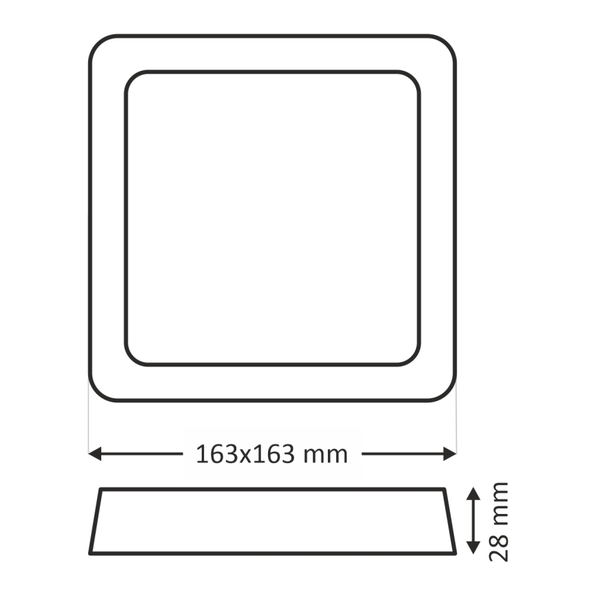 LED Plafondlamp LED/12W/230V 2700K 16,3x16,3 cm wit