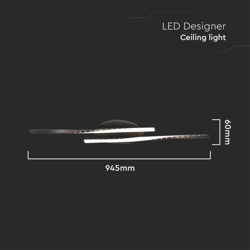 LED Plafondlamp LED/12W/230V 3000K zwart