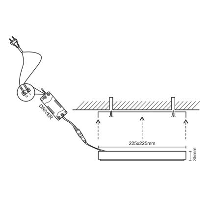 LED Plafondlamp LED/18W/230V 4000K 22,5x22,5 cm