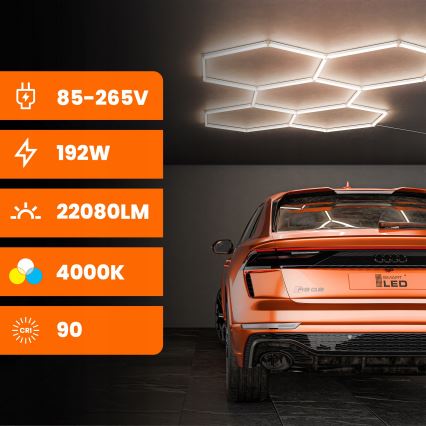 LED plafondlamp HEXAGON LED/240W/85-265V 4000K 298x209 cm CRI 90 IP44 wit
