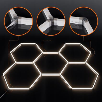 LED plafondlamp HEXAGON LED/240W/85-265V 4000K 298x209 cm CRI 90 IP44 wit