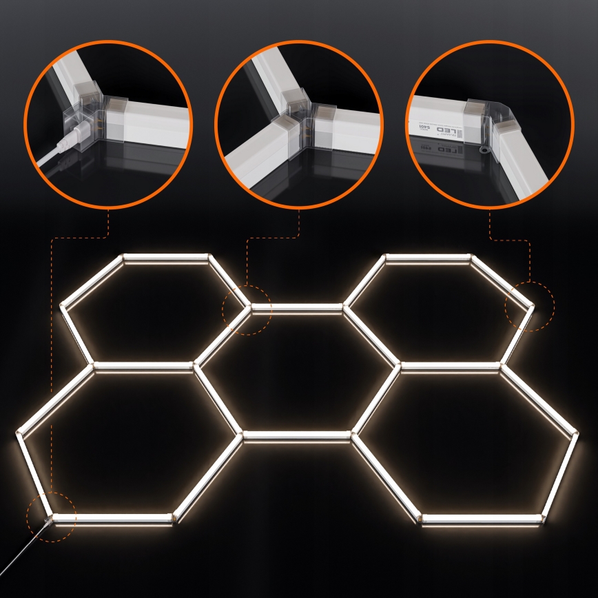 LED plafondlamp HEXAGON LED/240W/85-265V 4000K 298x209 cm CRI 90 IP44 wit