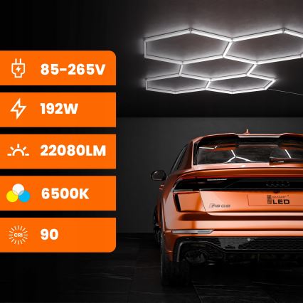 LED plafondlamp HEXAGON LED/240W/85-265V 6500K 298x209 cm CRI 90 IP44 wit