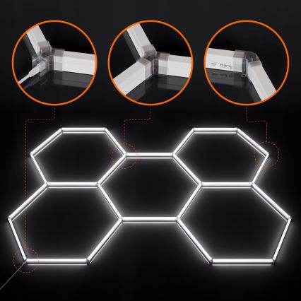 LED plafondlamp HEXAGON LED/240W/85-265V 6500K 298x209 cm CRI 90 IP44 wit