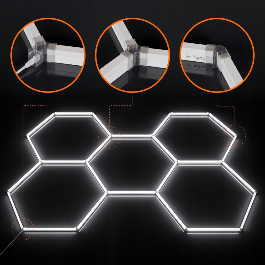 LED plafondlamp HEXAGON LED/240W/85-265V 6500K 298x209 cm CRI 90 IP44 wit
