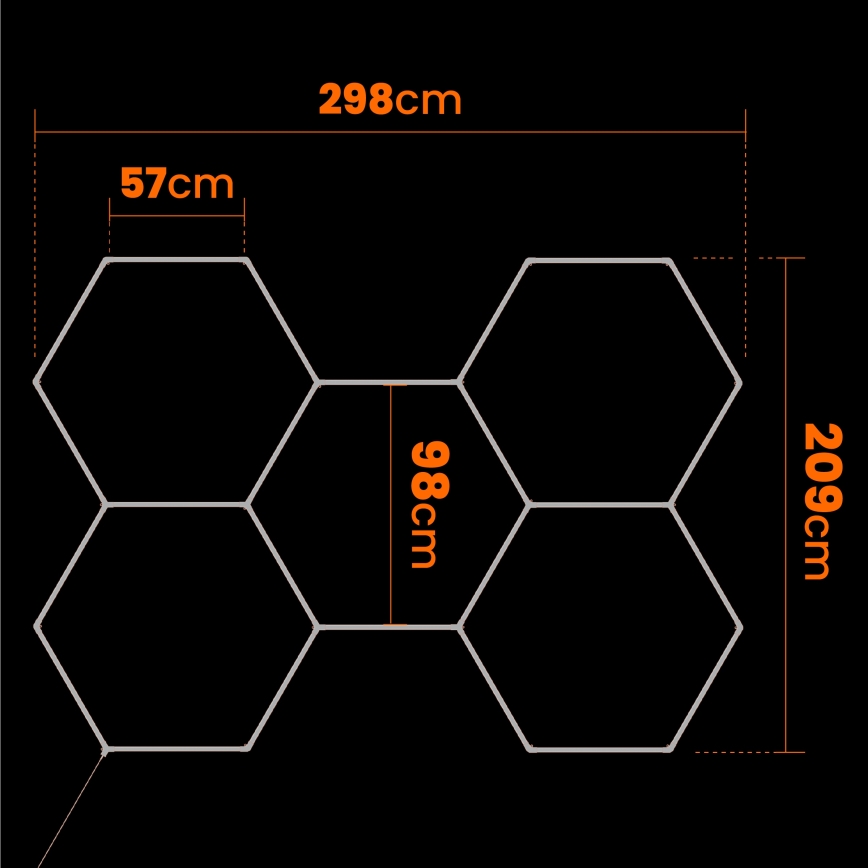 LED plafondlamp HEXAGON LED/240W/85-265V 6500K 298x209 cm CRI 90 IP44 wit