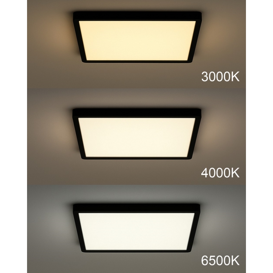 LED-plafondlamp LED/24W/230V 3000/4000/6500K 30x30 cm zwart