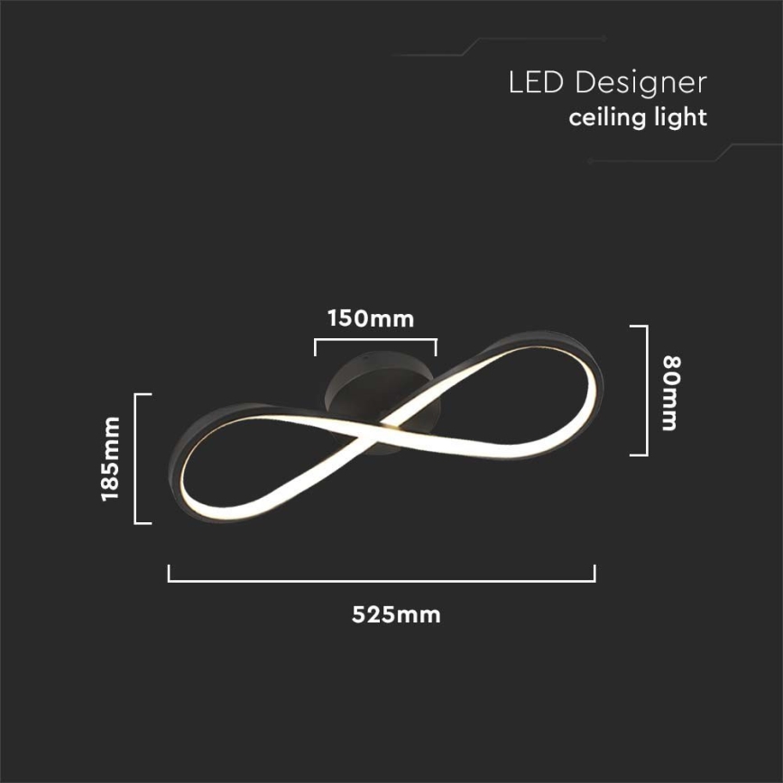 LED Plafondlamp LED/24W/230V 3000K zwart