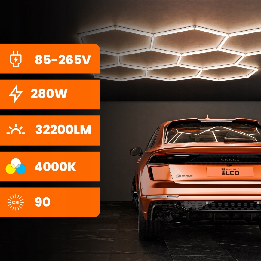 LED plafondlamp HEXAGON LED/280W/85-265V 4000K 313x298 cm CRI 90 IP54 wit