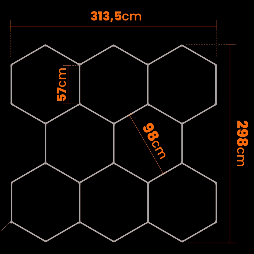LED plafondlamp HEXAGON LED/280W/85-265V 4000K 313x298 cm CRI 90 IP54 wit