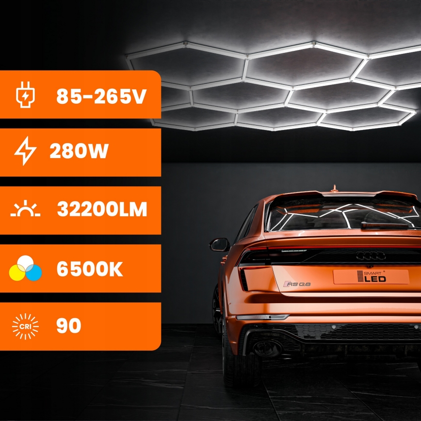 LED plafondlamp HEXAGON LED/350W/85-265V 4000K 313x298 cm CRI 90 IP54 wit