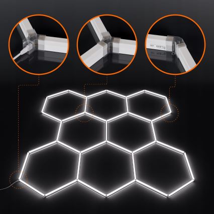 LED-plafondlamp HEXAGON LED/350W/85-265V 6500K 313x298 cm CRI 90 IP44 wit