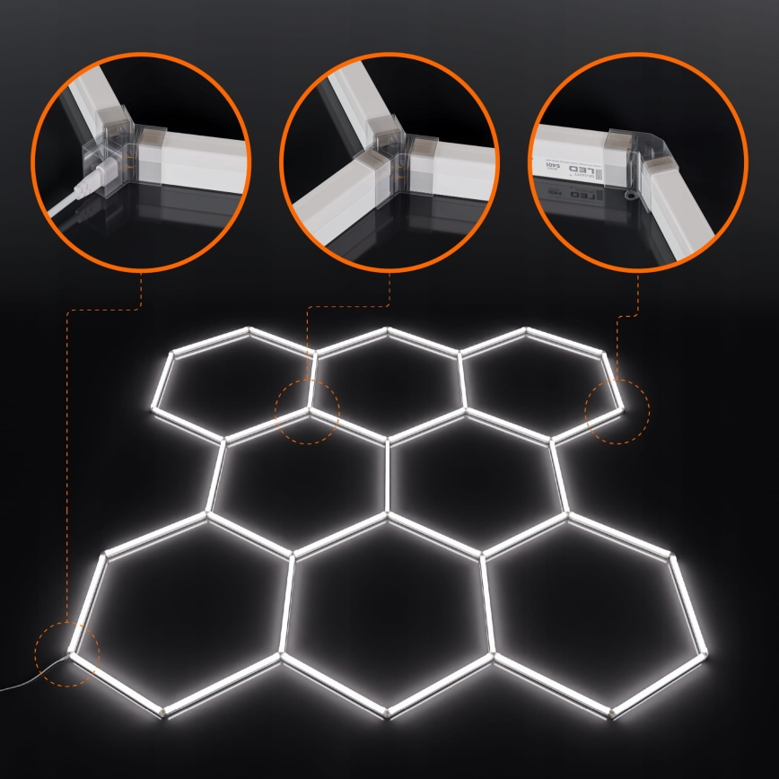 LED-plafondlamp HEXAGON LED/350W/85-265V 6500K 313x298 cm CRI 90 IP44 wit