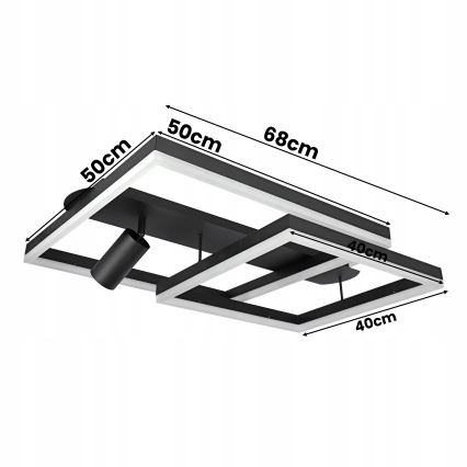 LED-plafondlamp LED/38W/230V + 1xGU10/30W zwart