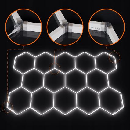 LED plafondlamp HEXAGON LED/456W/85-265V 4000K 522x298 cm CRI 90 IP54 wit
