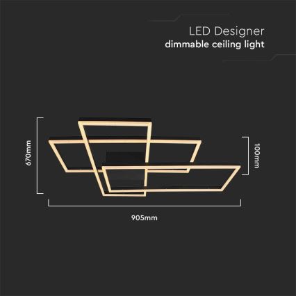 LED Plafondlamp LED/47W/230V 3000K zwart