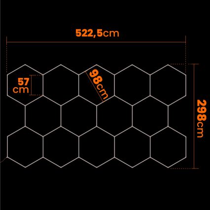 LED plafondlamp HEXAGON LED/570W/85-265V 4000K 522x298 cm CRI 90 IP44 wit
