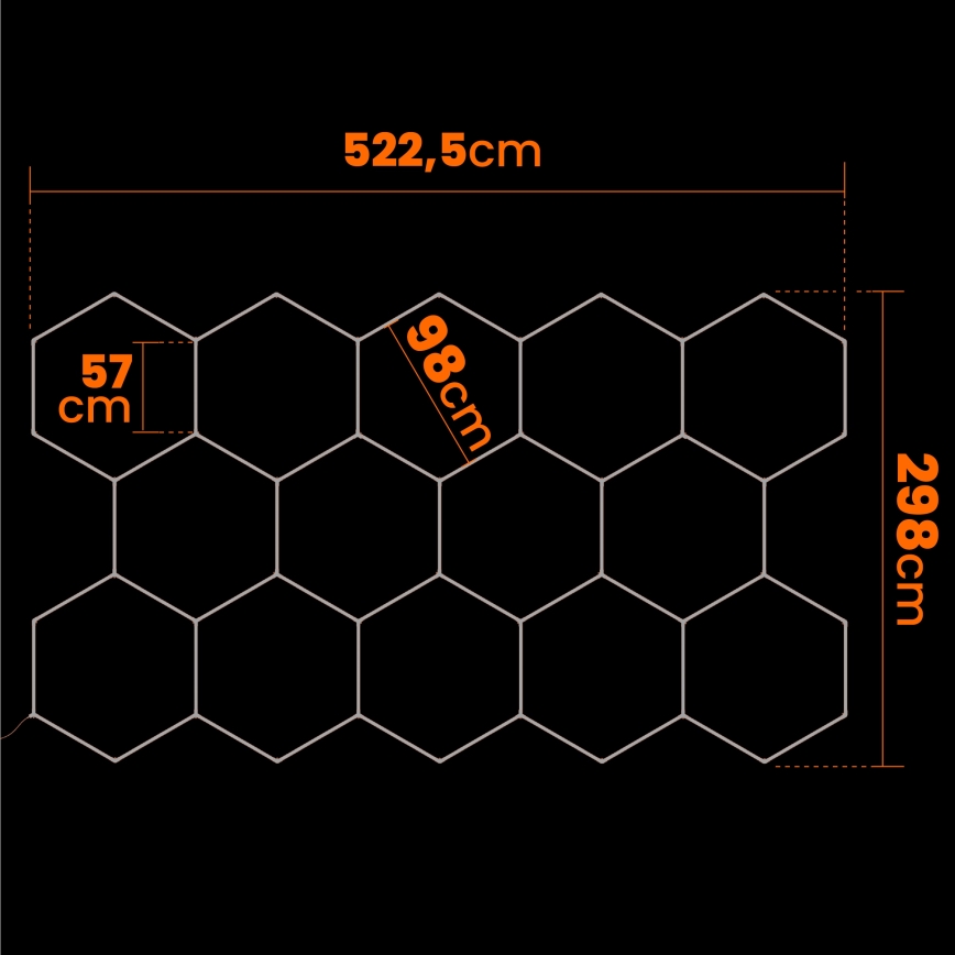 LED plafondlamp HEXAGON LED/570W/85-265V 4000K 522x298 cm CRI 90 IP44 wit