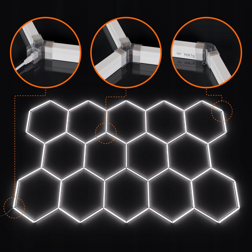 LED plafondlamp HEXAGON LED/570W/85-265V 6500K 522x298 cm CRI 90 IP44 wit