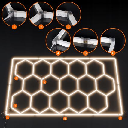 LED plafondlamp HEXAGON LED/696W/85-265V 4000K 484x243 cm CRI 90 IP44 wit