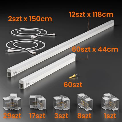 LED plafondlamp HEXAGON LED/696W/85-265V 4000K 484x243 cm CRI 90 IP44 wit