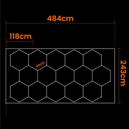 LED plafondlamp HEXAGON LED/696W/85-265V 6500K 484x243 cm CRI 90 IP44 wit