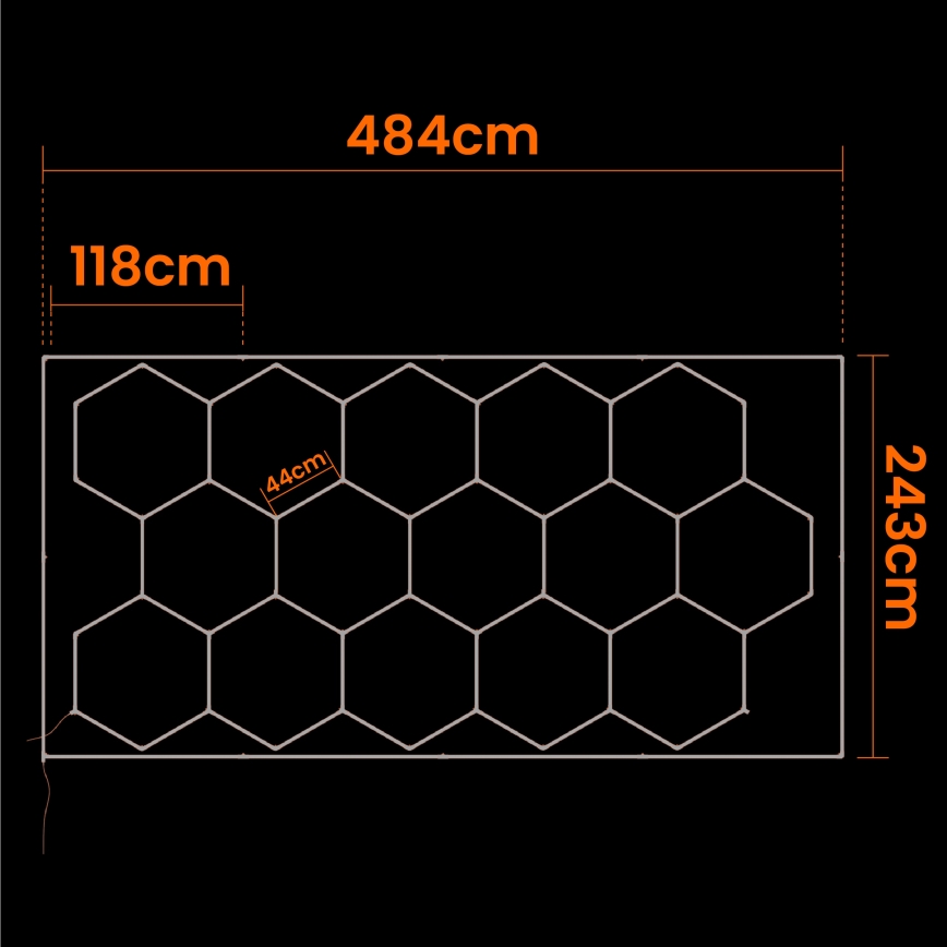 LED plafondlamp HEXAGON LED/696W/85-265V 6500K 484x243 cm CRI 90 IP44 wit