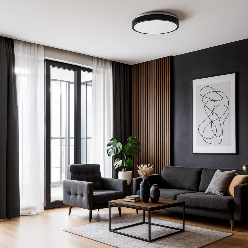 LED plafondlamp LIBRA LED/24W/230V 4000K pr. 39 cm zwart
