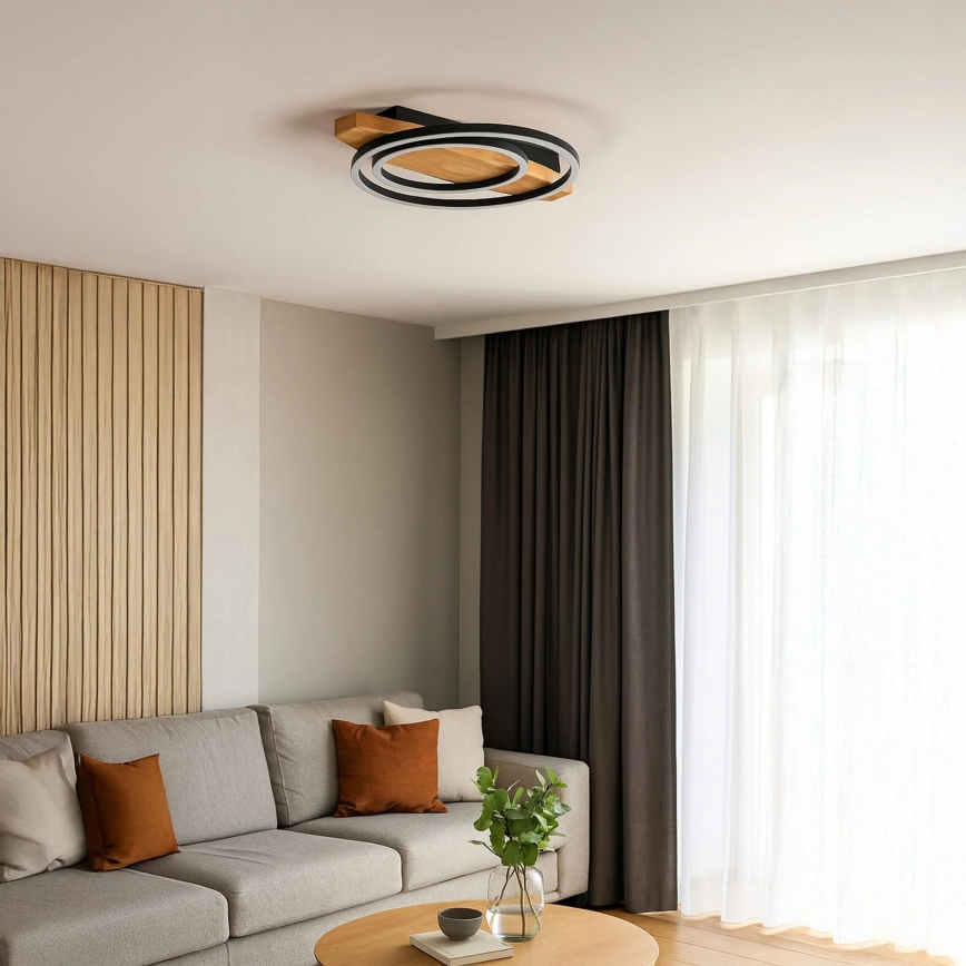 LED-plafondlamp MELISA, 28 W, 230 V, 30 x 40 cm, grenen