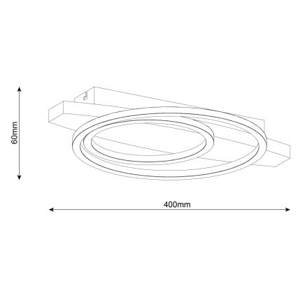 LED-plafondlamp MELISA, 28 W, 230 V, 30 x 40 cm, grenen