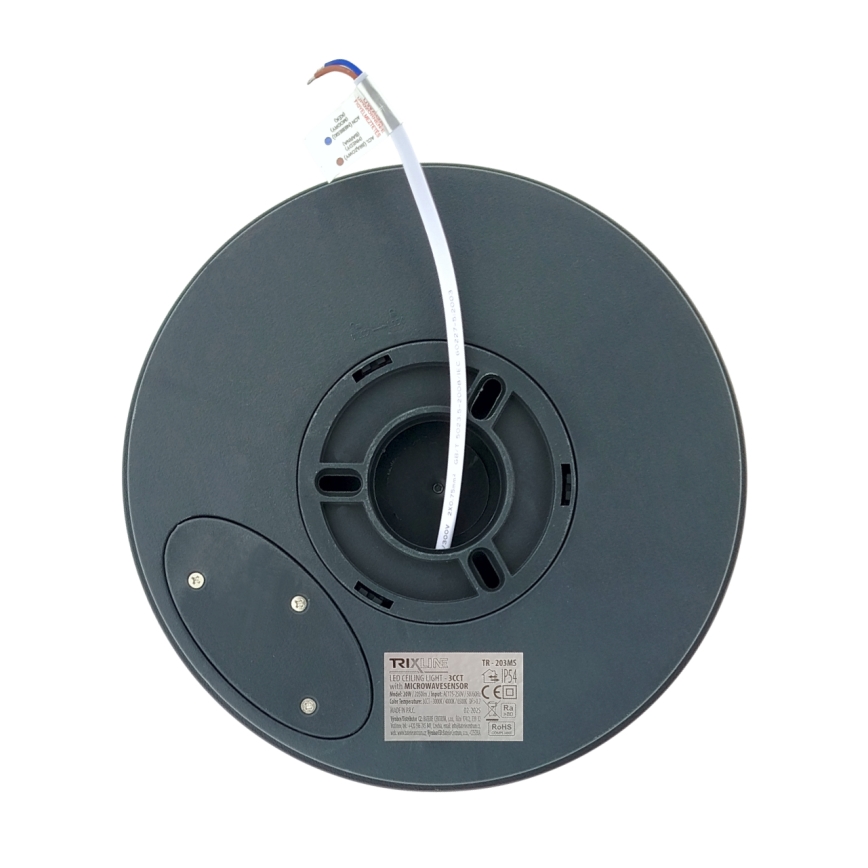 LED plafondlamp voor badkamer met bewegingssensor LED/20W/230V 3000/4000/6500K pr. 23 cm IP54 antraciet