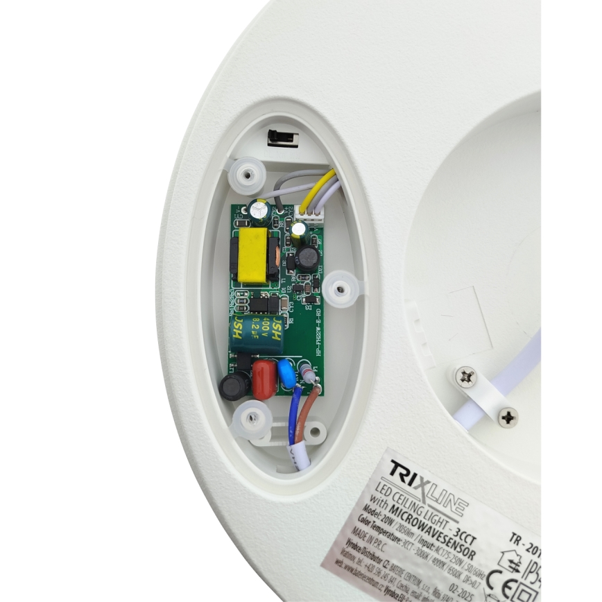 LED plafondlamp voor badkamer met bewegingssensor LED/20W/230V 3000/4000/6500K Ø 23 cm IP54 wit