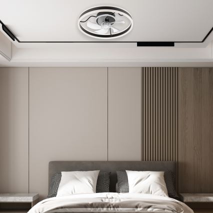 LED Dimbare plafondlamp met ventilator APOLLO LED/38W/230V zwart + afstandsbediening