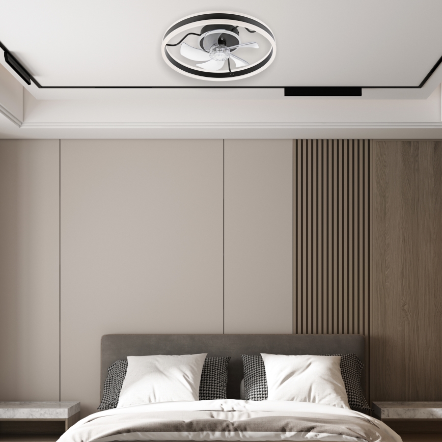 LED Dimbare plafondlamp met ventilator APOLLO LED/38W/230V zwart + afstandsbediening