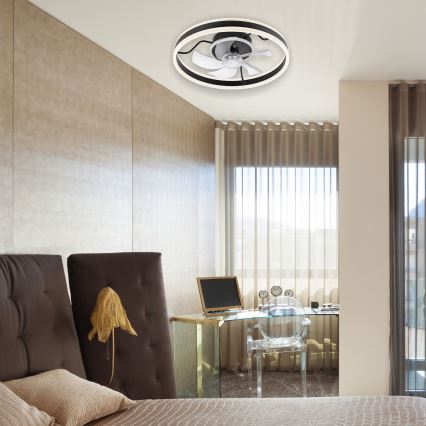 LED Dimbare plafondlamp met ventilator APOLLO LED/38W/230V zwart + afstandsbediening
