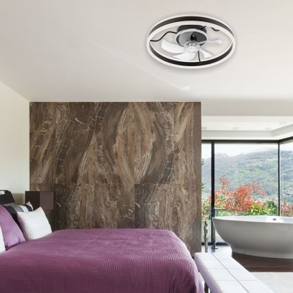 LED Dimbare plafondlamp met ventilator APOLLO LED/38W/230V zwart + afstandsbediening