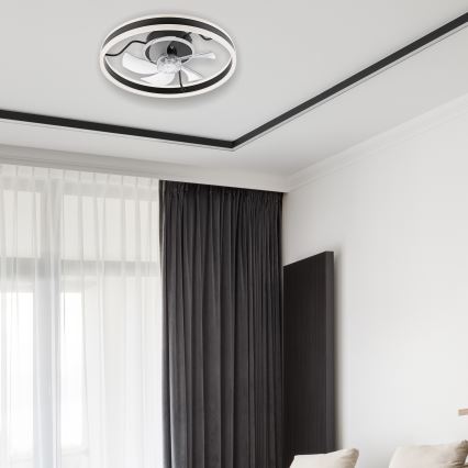 LED Dimbare plafondlamp met ventilator APOLLO LED/38W/230V zwart + afstandsbediening