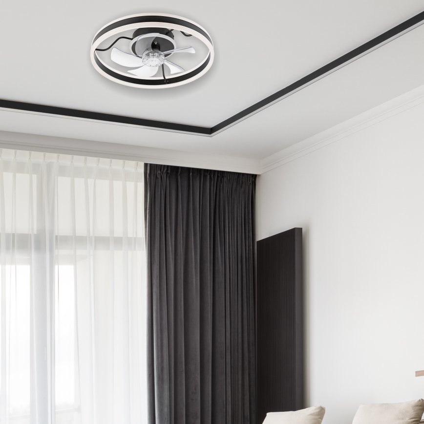 LED Dimbare plafondlamp met ventilator APOLLO LED/38W/230V zwart + afstandsbediening