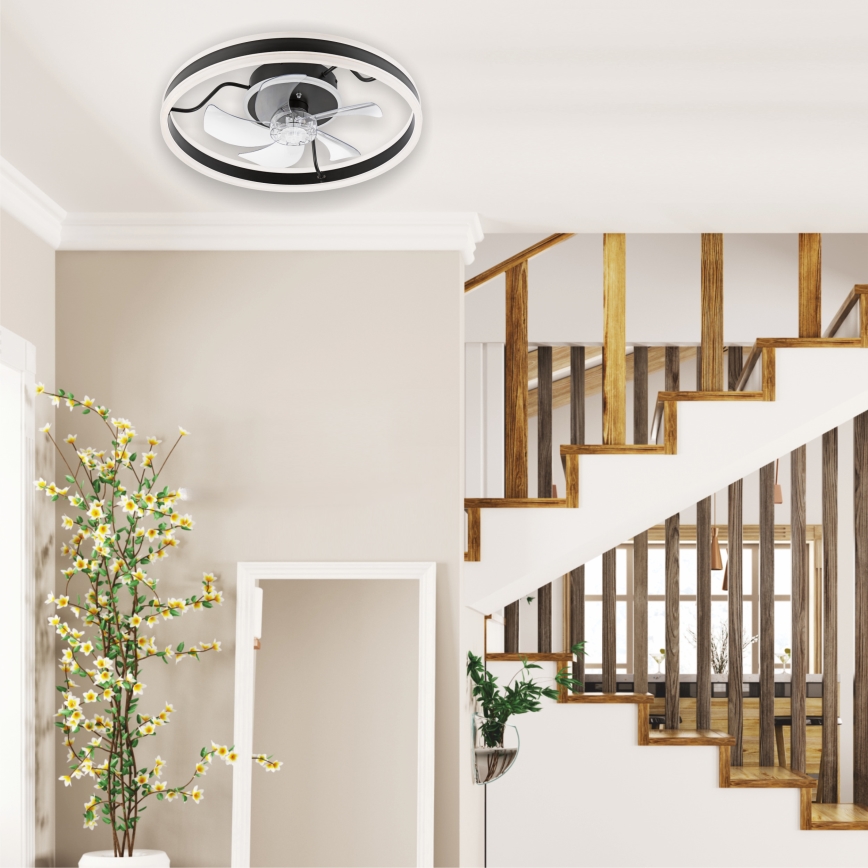 LED Dimbare plafondlamp met ventilator APOLLO LED/38W/230V zwart + afstandsbediening