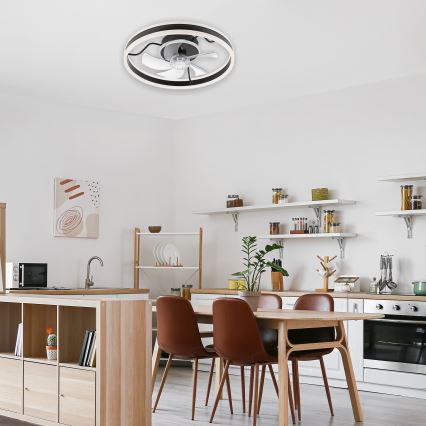 LED Dimbare plafondlamp met ventilator APOLLO LED/38W/230V zwart + afstandsbediening