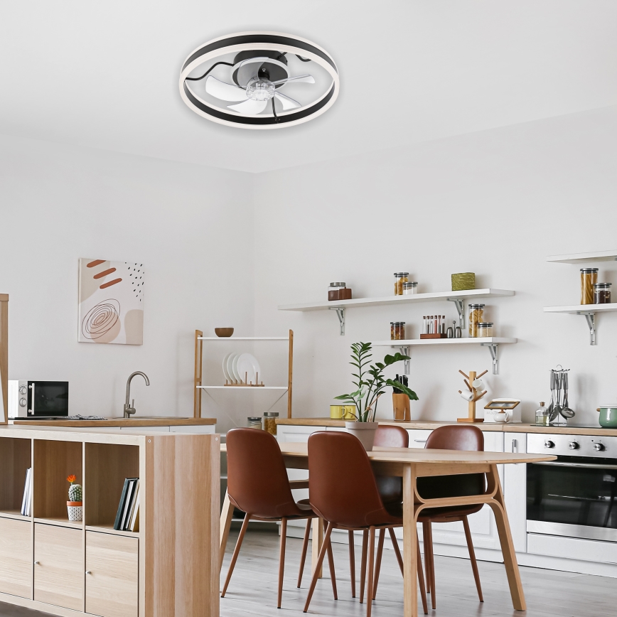 LED Dimbare plafondlamp met ventilator APOLLO LED/38W/230V zwart + afstandsbediening