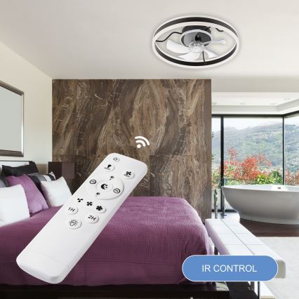 LED Dimbare plafondlamp met ventilator APOLLO LED/38W/230V zwart + afstandsbediening