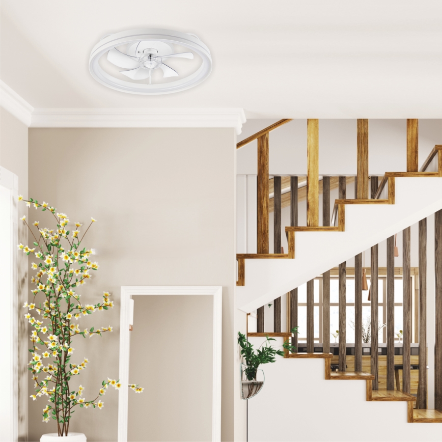 LED Dimbare plafondlamp met ventilator FARGO LED/37W/230V wit + afstandsbediening