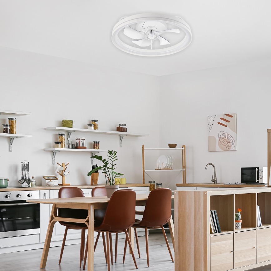 LED Dimbare plafondlamp met ventilator FARGO LED/37W/230V wit + afstandsbediening