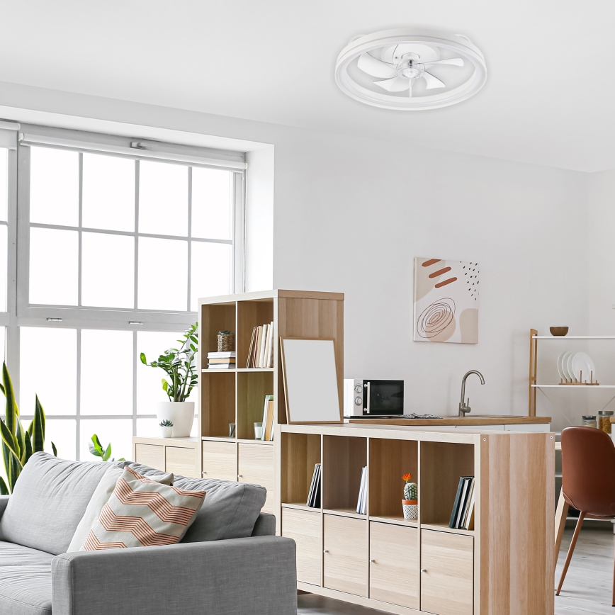 LED Dimbare plafondlamp met ventilator FARGO LED/37W/230V wit + afstandsbediening